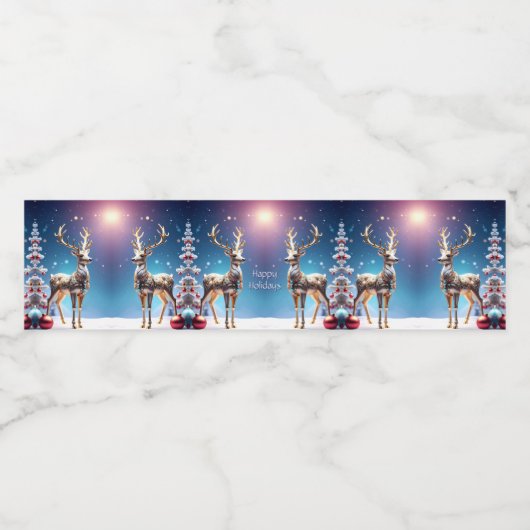 Reindeer Jewels Holiday Water Bottle Label Waterfles Etiket (Enkel label)