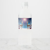 Reindeer Jewels Holiday Water Bottle Label Waterfles Etiket (Voorkant)