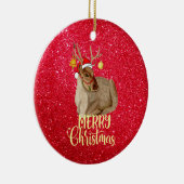 Reindeer Jingle Bell Merry kerstboom Keramisch Ornament (Rechts)