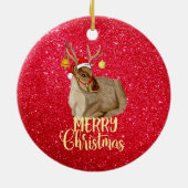 Reindeer Jingle Bell Merry kerstboom Keramisch Ornament (Achterkant)