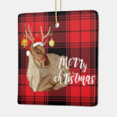 Reindeer Jingle Bell Pset Merry kerstboom Keramisch Ornament (Links)
