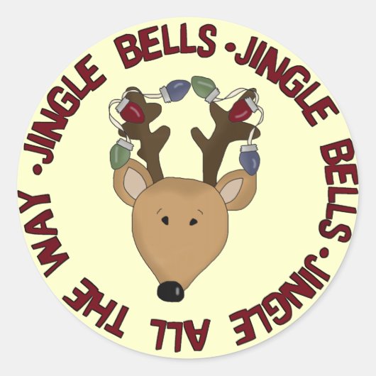 Reindeer Jingle Bells Tshirts en Gifts Ronde Sticker (Voorkant)