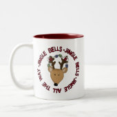 Reindeer Jingle Bells Tshirts en Gifts Tweekleurige Koffiemok (Links)