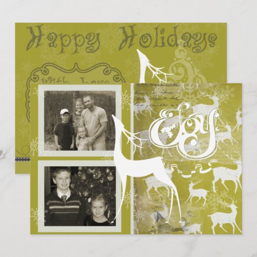 Reindeer Joy Holiday Fotokaart Feestdagenkaart (Voorkant / Achterkant)