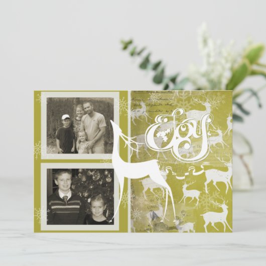 Reindeer Joy Holiday Fotokaart Feestdagenkaart (Staand voorkant)