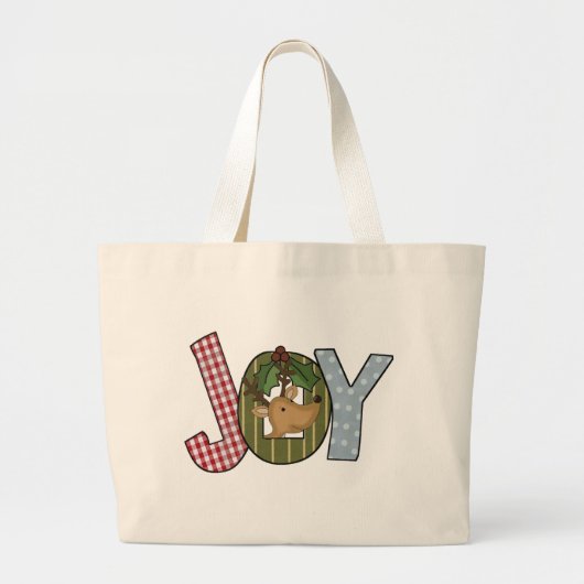 Reindeer Joy Holiday Tshirts en giften Grote Tote Bag (Voorkant)