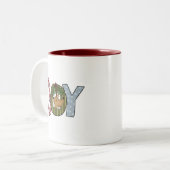 Reindeer Joy Holiday Tshirts en giften Tweekleurige Koffiemok (Voorkant links)