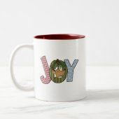 Reindeer Joy Holiday Tshirts en giften Tweekleurige Koffiemok (Links)