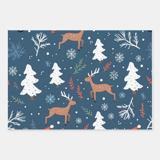 Reindeer Joyride Snowflake Christmas Wrap Inpakpapier Vel (Voorkant 2)