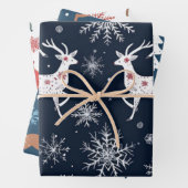 Reindeer Joyride Snowflake Christmas Wrap Inpakpapier Vel (In situ)