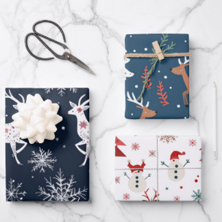 Reindeer Joyride Snowflake Christmas Wrap Inpakpapier Vel