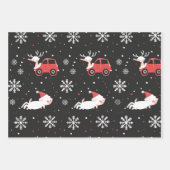 Reindeer Joyride Snowflake Christmas Wrap Inpakpapier Vel (Voorkant 3)