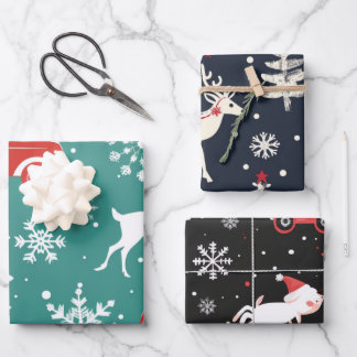 Reindeer Joyride Snowflake Christmas Wrap Inpakpapier Vel