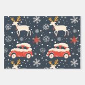 Reindeer Joyride Snowflake Christmas Wrap Inpakpapier Vel (Voorkant 3)