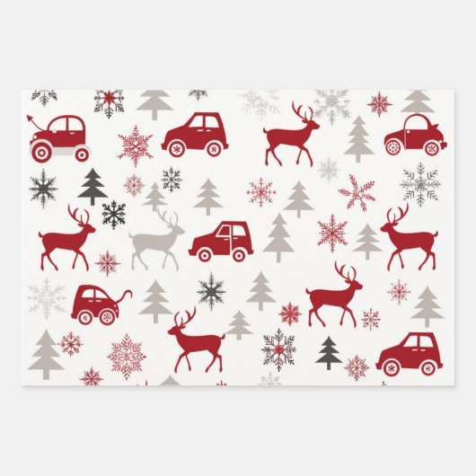 Reindeer Joyride Snowflake Christmas Wraps Inpakpapier Vel (Voorkant)