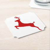 Reindeer Jump Red Silhouette Koelbox Kartonnen Onderzetters (Gekanteld)