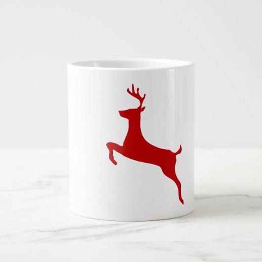 Reindeer Jump Red Silhouette Two-Tone Co. Grote Koffiekop (Voorkant)
