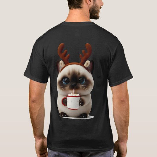 Reindeer Kitten with Hot Cocoa T-shirt (Achterkant)