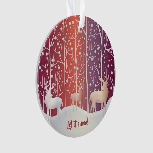 Reindeer, laat het sneeuwen. Kerstmis Ornament (voorkant)
