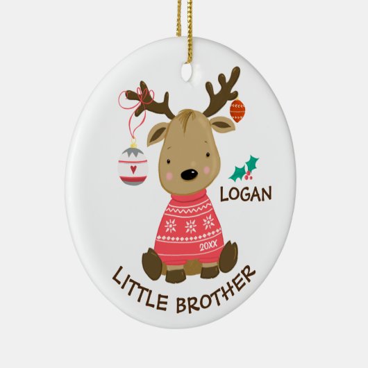 Reindeer Little Brother Kerstversier Keramisch Ornament (Rechts)