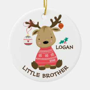 Reindeer Little Brother Kerstversier Keramisch Ornament