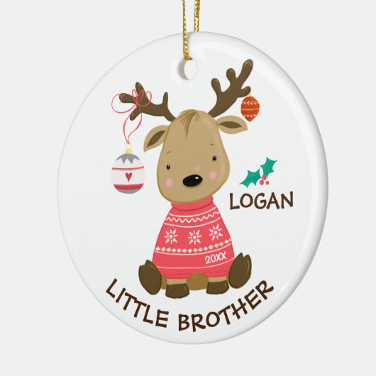 Reindeer Little Brother Kerstversier Keramisch Ornament (Links)