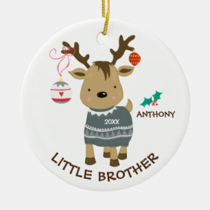 Reindeer Little Brother Kerstversier Keramisch Ornament