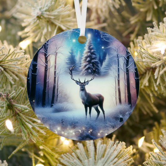 Reindeer Magisch Betoverd Kerstbos Metalen Ornament (Insitu)