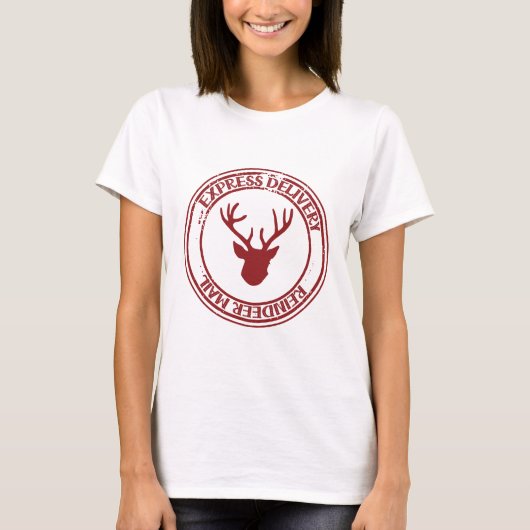 Reindeer Mail Postage Stamp T-shirt (Voorkant)
