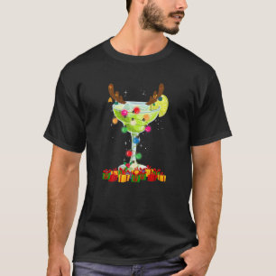 Reindeer Margarita Glass Lighting Drinker Merry Ch T-shirt