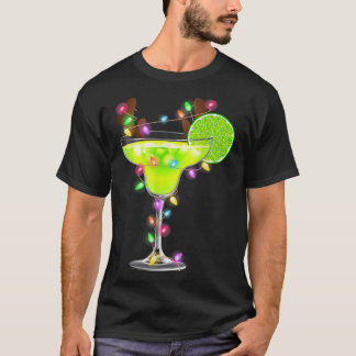 Reindeer Margarita Glass Xmas licht Drinker Merry T-shirt