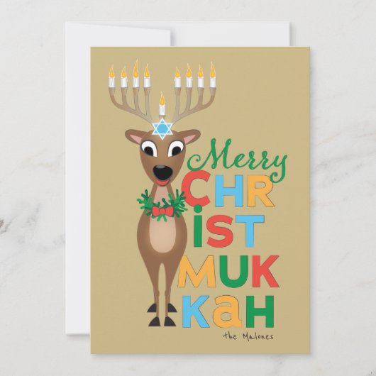 Reindeer Menorah Hanukkah kerstkaart Kaart (Voorkant)