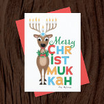 Reindeer Menorah Hanukkah kerstkaart Kaart<br><div class="desc">Een rendiertje met een menorah voor geweien die een Merry Christmukkah willen vieren om zowel Hanukkah als Kerstmis te vieren.</div>