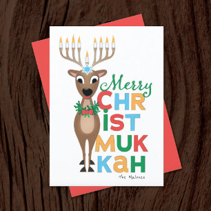 Reindeer Menorah Hanukkah kerstkaart Kaart