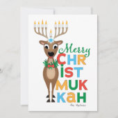 Reindeer Menorah Hanukkah kerstkaart Kaart (Voorkant)