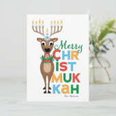 Reindeer Menorah Hanukkah kerstkaart Kaart (Staand voorkant)