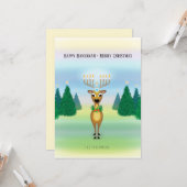 Reindeer Menorah Hanukkah kerstkaart Kaart (Voorkant / Achterkant in situ)