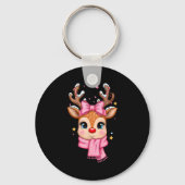 Reindeer Merry Christmas Cute Girl Women Kids  Sleutelhanger (Voorkant)