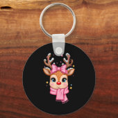 Reindeer Merry Christmas Cute Girl Women Kids  Sleutelhanger (Voorkant)