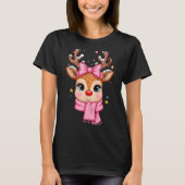 Reindeer Merry Christmas Cute Girl Women Kids  T-shirt (Voorkant)