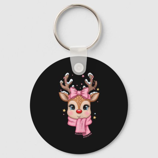 Reindeer Merry Christmas Cute Girl Women Kids Tank Sleutelhanger (Voorkant)
