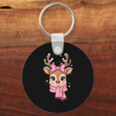 Reindeer Merry Christmas Cute Girl Women Kids Tank Sleutelhanger (Voorkant)