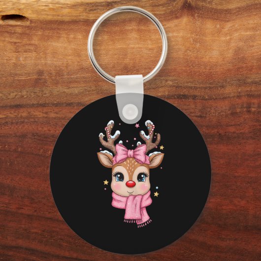 Reindeer Merry Christmas Cute Girl Women Kids Tank Sleutelhanger (Voorkant)