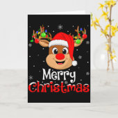 Reindeer Merry Christmas Family Men Women Kids Xma Kaart (Gele Bloem)