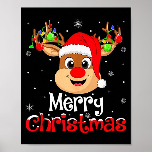 Reindeer Merry Christmas Family Men Women Kids Xma Poster (Voorkant)