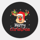 Reindeer Merry Christmas Family Men Women Kids Xma Ronde Sticker (Voorkant)