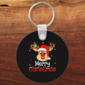 Reindeer Merry Christmas Family Men Women Kids Xma Sleutelhanger (Voorkant)