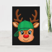 Reindeer Merry Christmas Hat Men Boy Kids  Kaart (Voorkant)