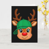 Reindeer Merry Christmas Hat Men Boy Kids  Kaart (Gele Bloem)