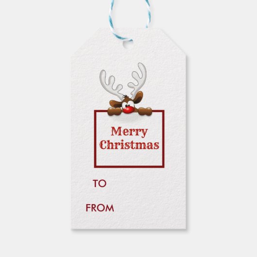 Reindeer Merry Kerstmis Cadeaulabel (Achterkant)
